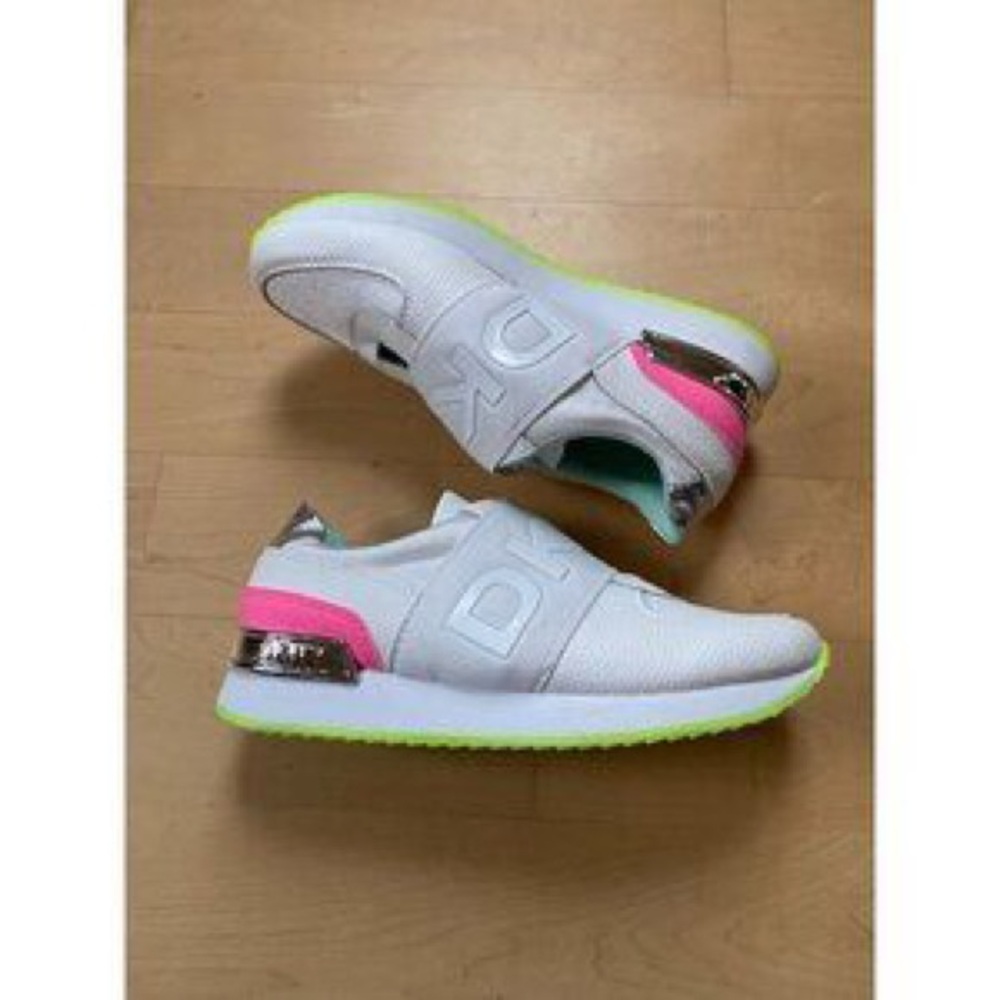 DKNY White Sneakers with Mint Green Interior - Picture 2 of 9